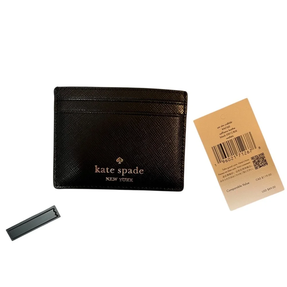 Kate Spade New York Slim Jim Black Leather Cardholder